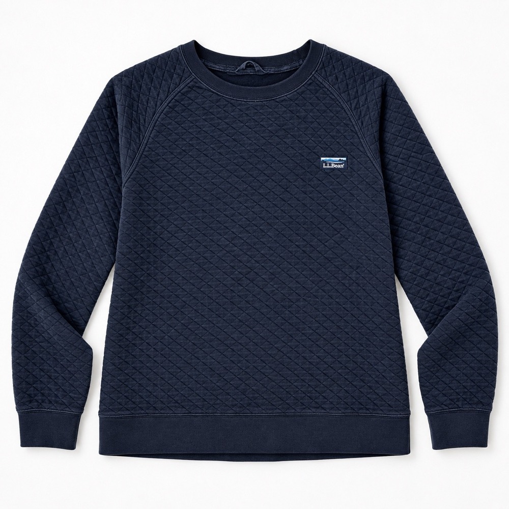LL Bean Quilted Sweatshirt Mens XL Navy Blue Pullover classic